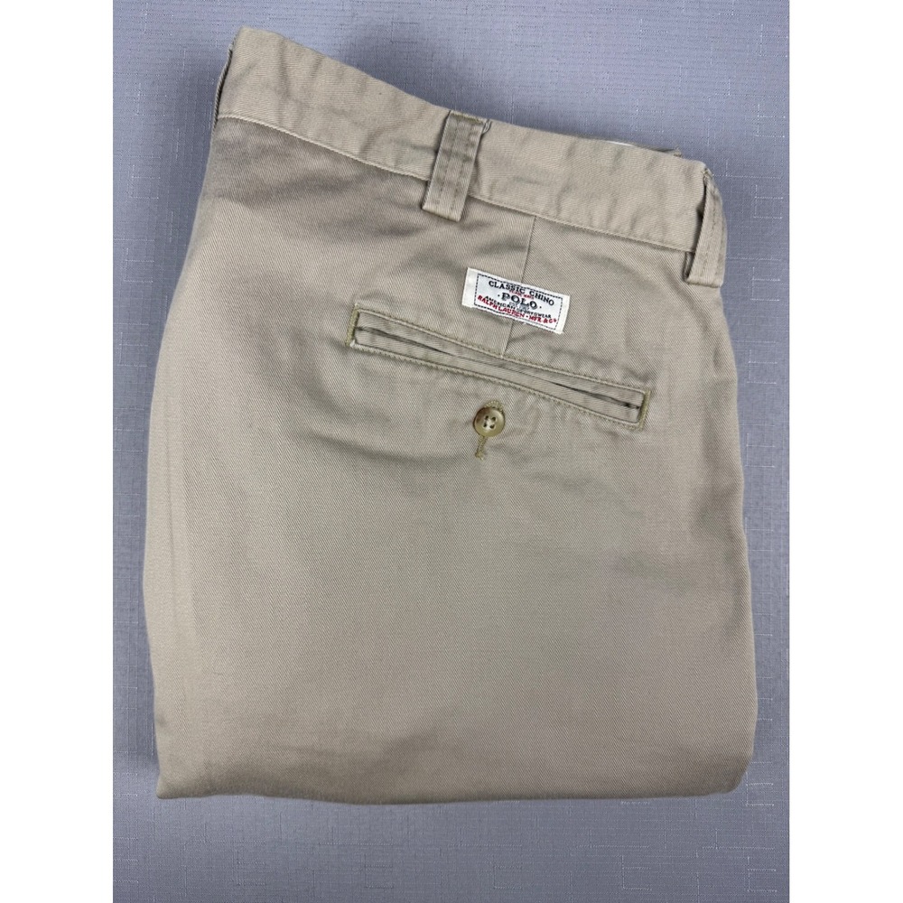 Polo Ralph Lauren Philip Pant Classic Chino Khaki Tan Cotton Twill Mens 37x34.5